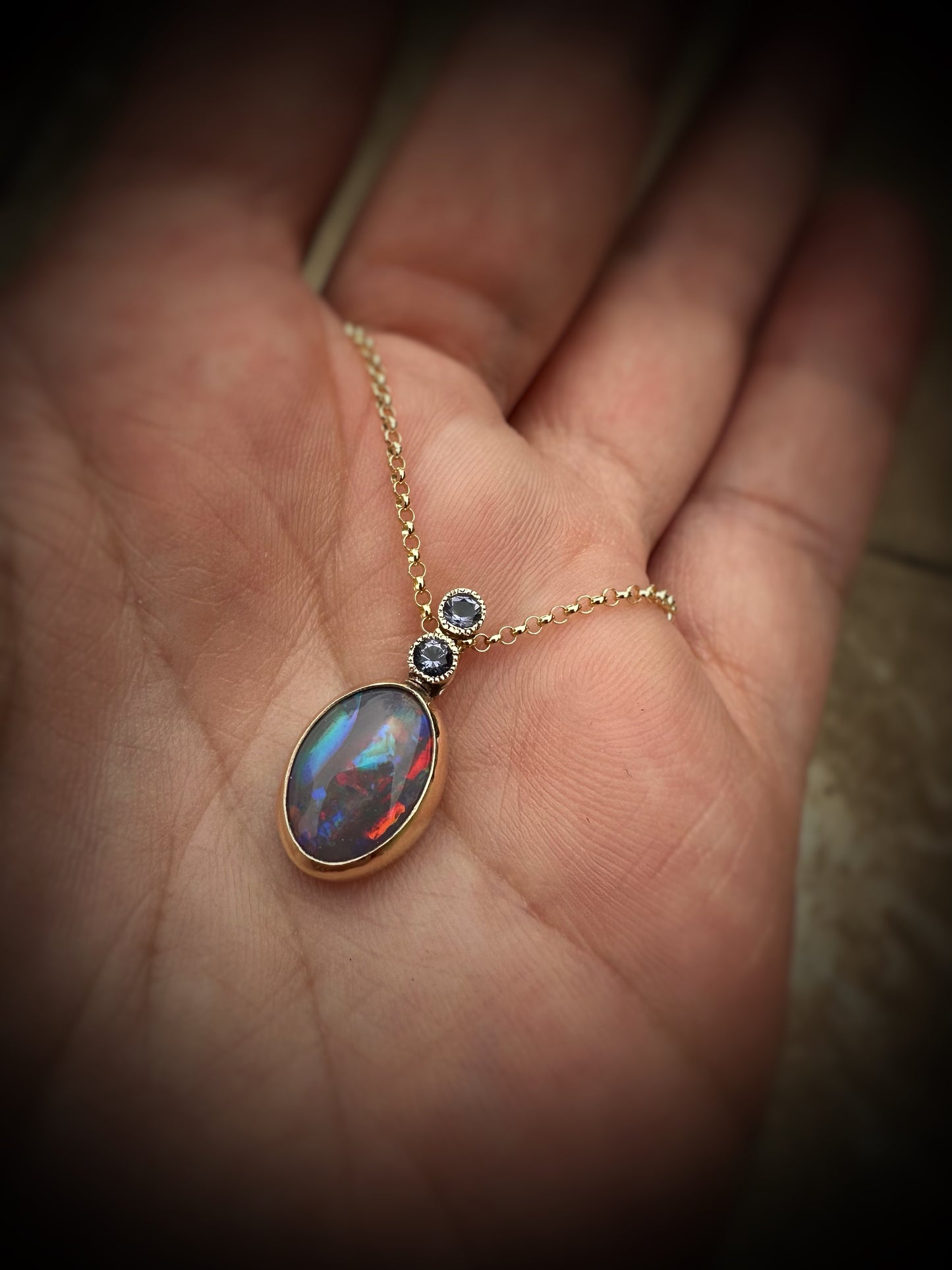 Heart of Australia Opal Iolite Pendant