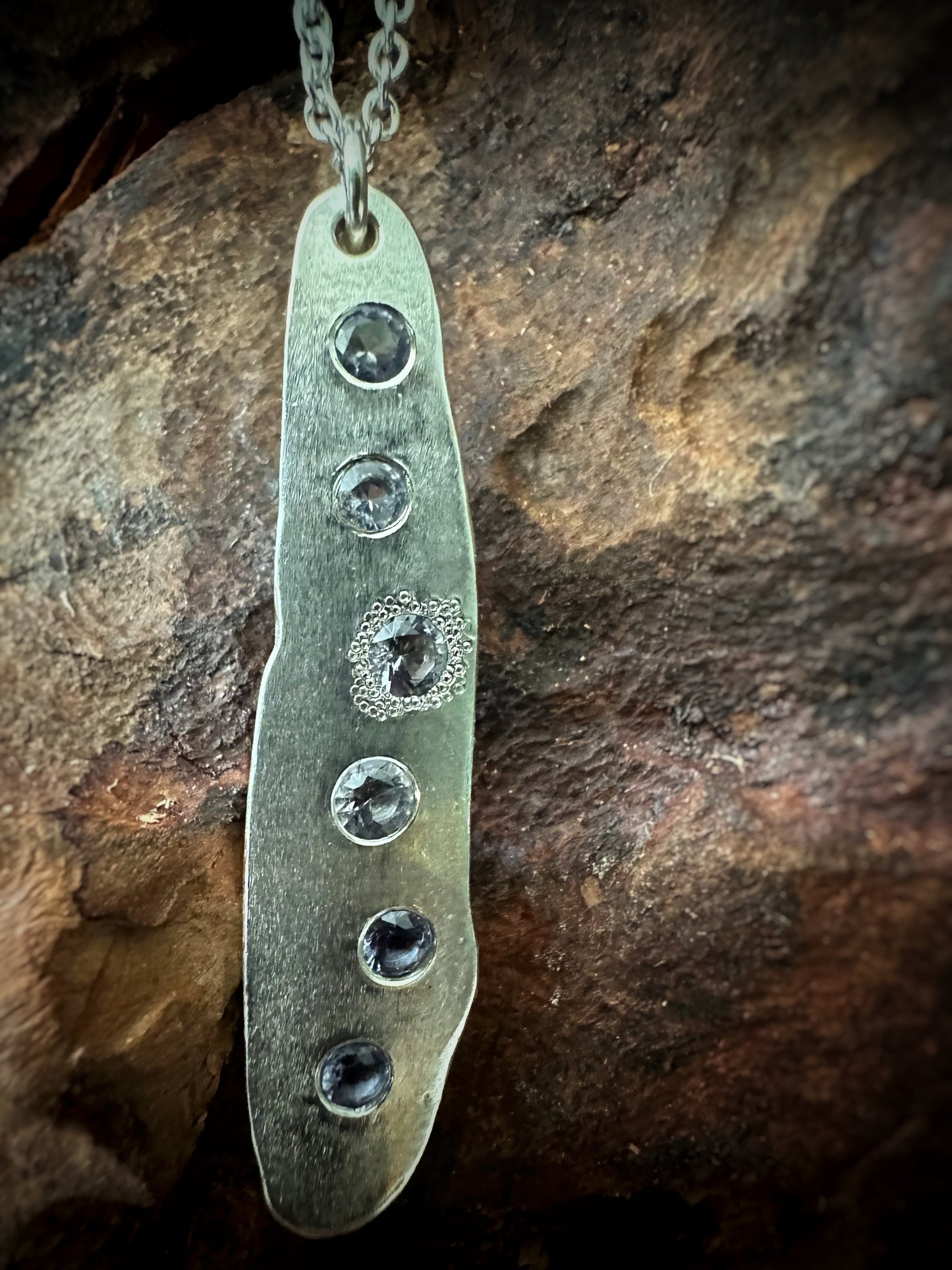 Organic shaped Iolite Pendant Necklace