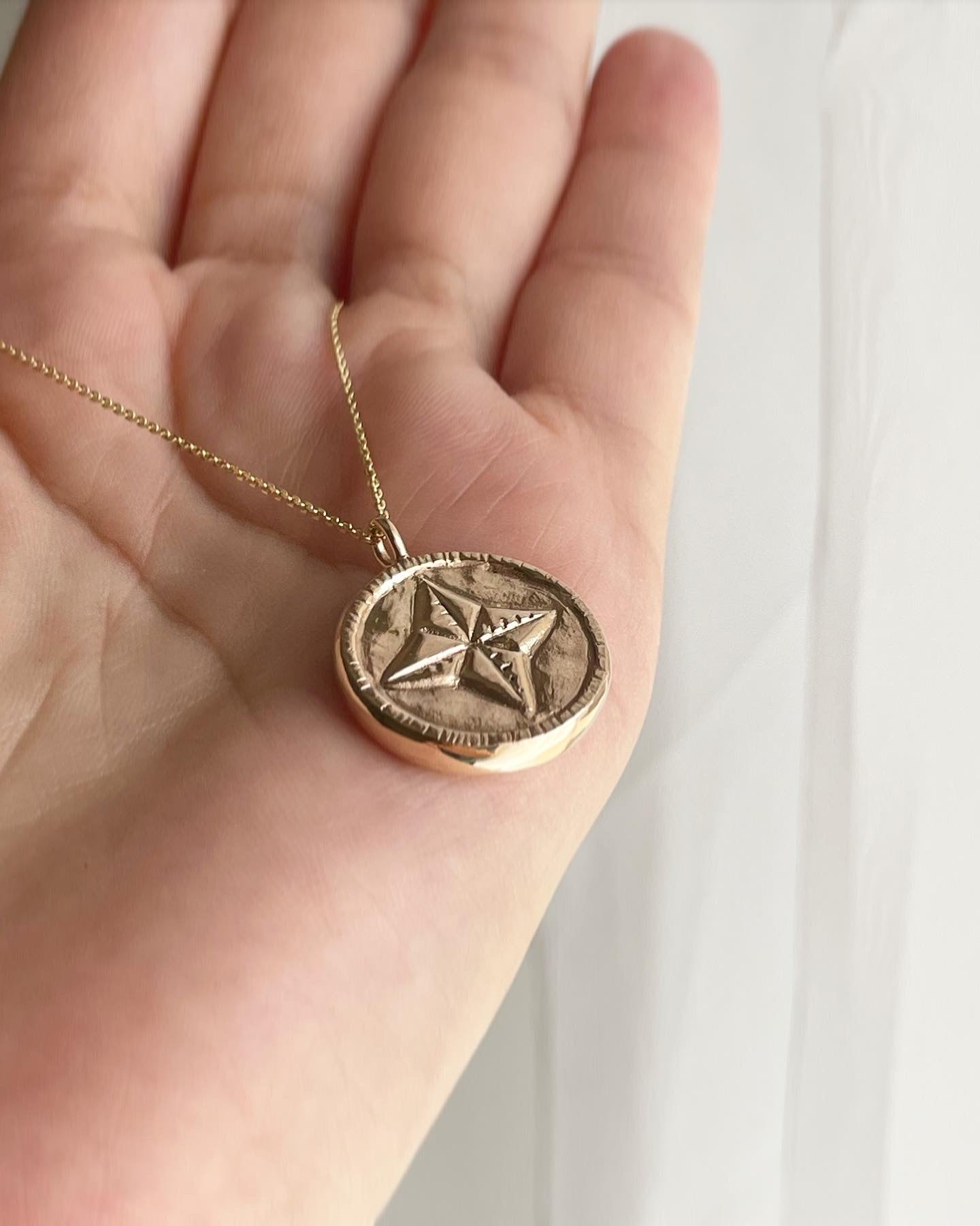 Northern Star Pendant Necklace Solid Yellow Gold