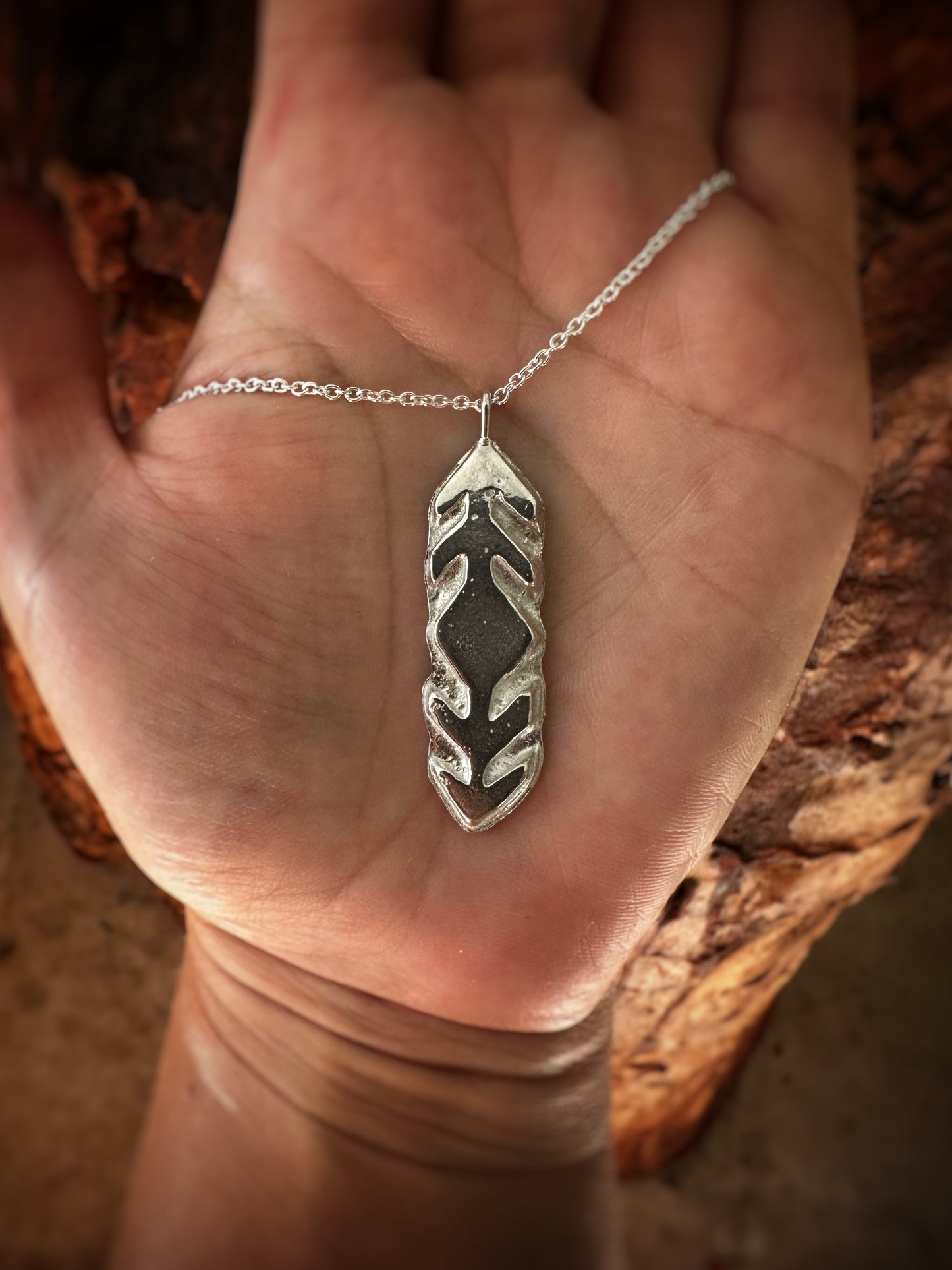 Aztec Arrow Pendant Necklace - Rustic Sand Casted