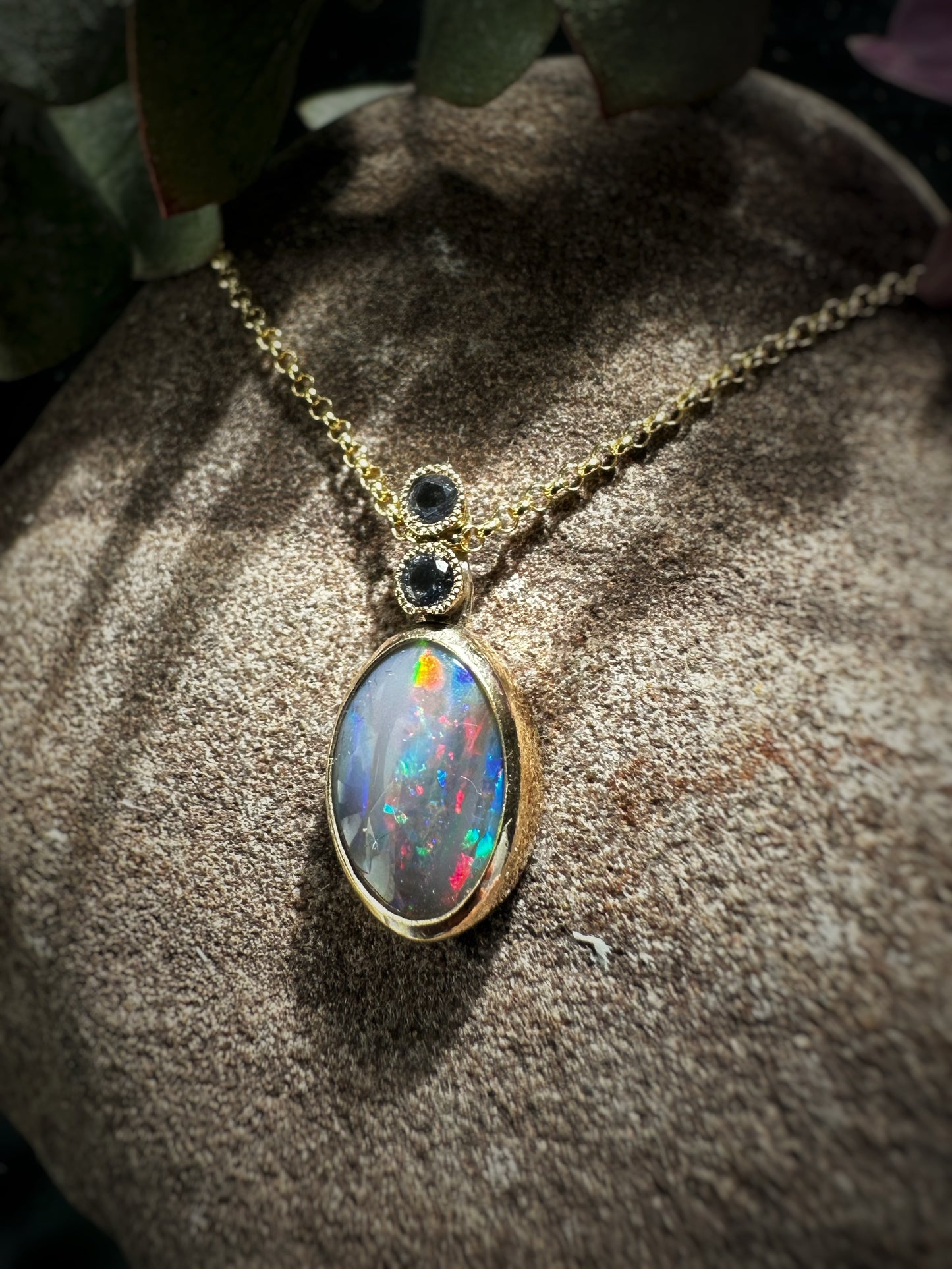 Heart of Australia Opal Iolite Pendant