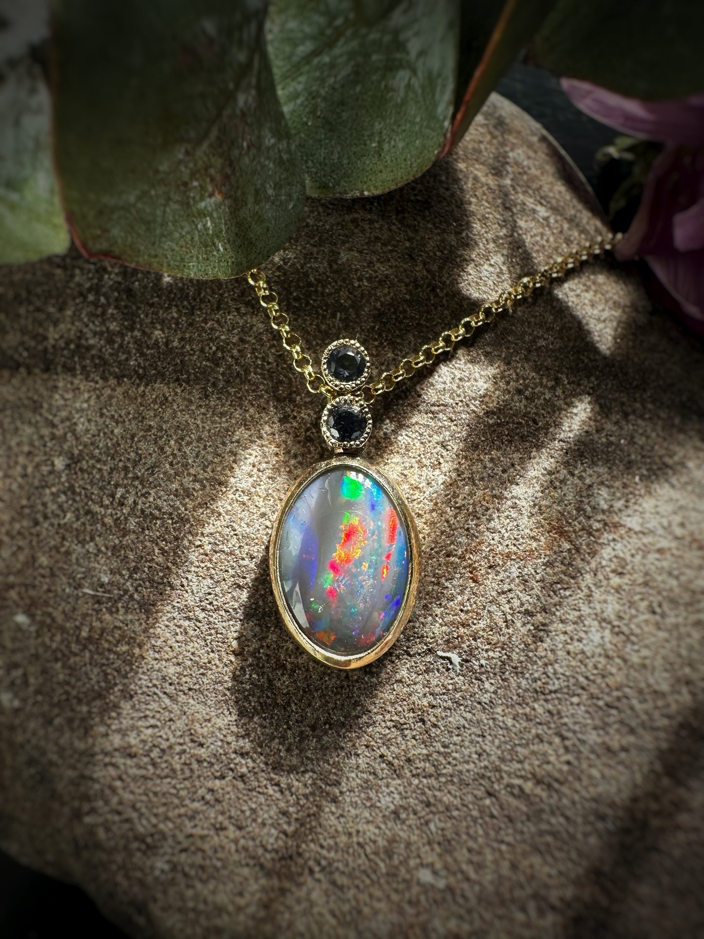 Heart of Australia Opal Iolite Pendant