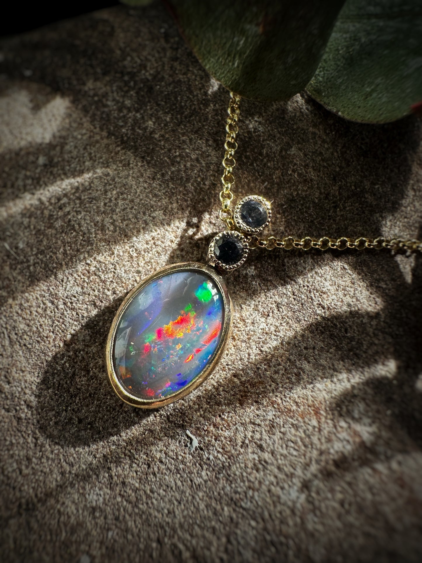 Heart of Australia Opal Iolite Pendant