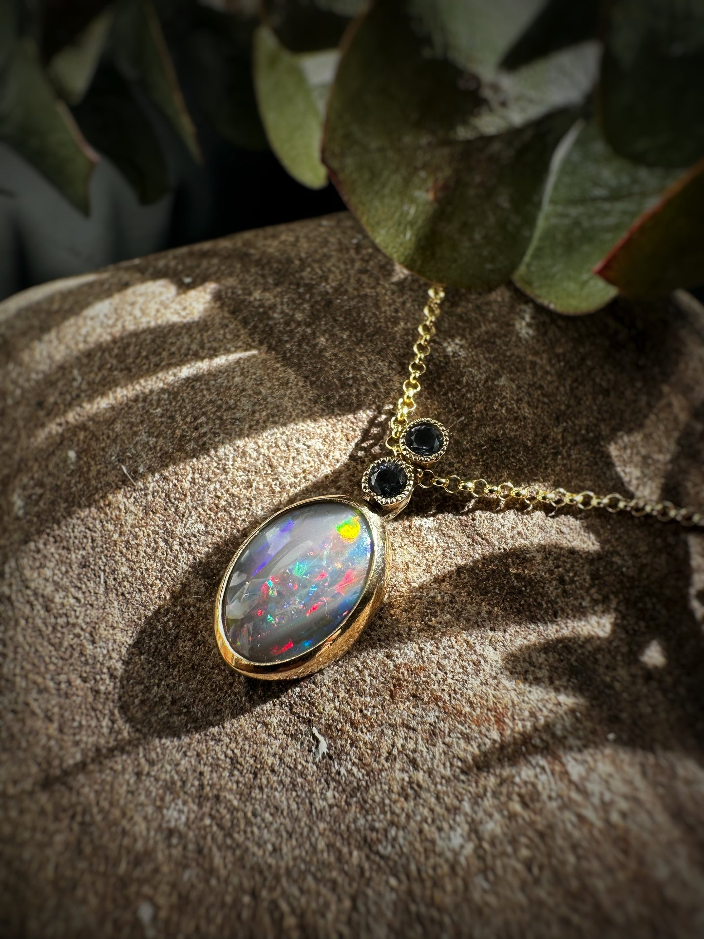 Heart of Australia Opal Iolite Pendant