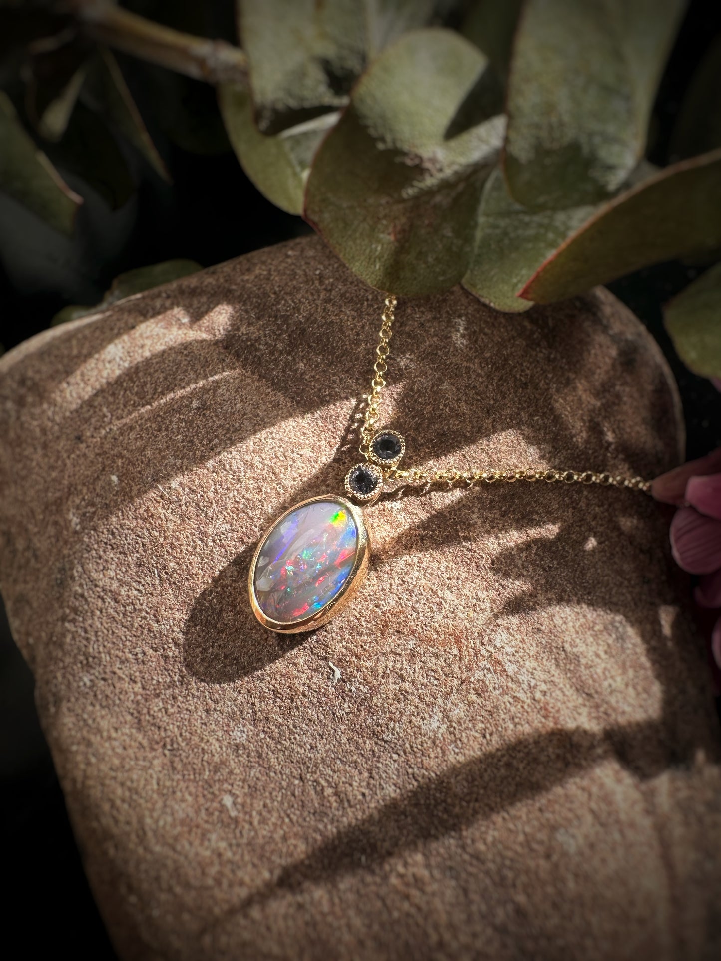 Heart of Australia Opal Iolite Pendant