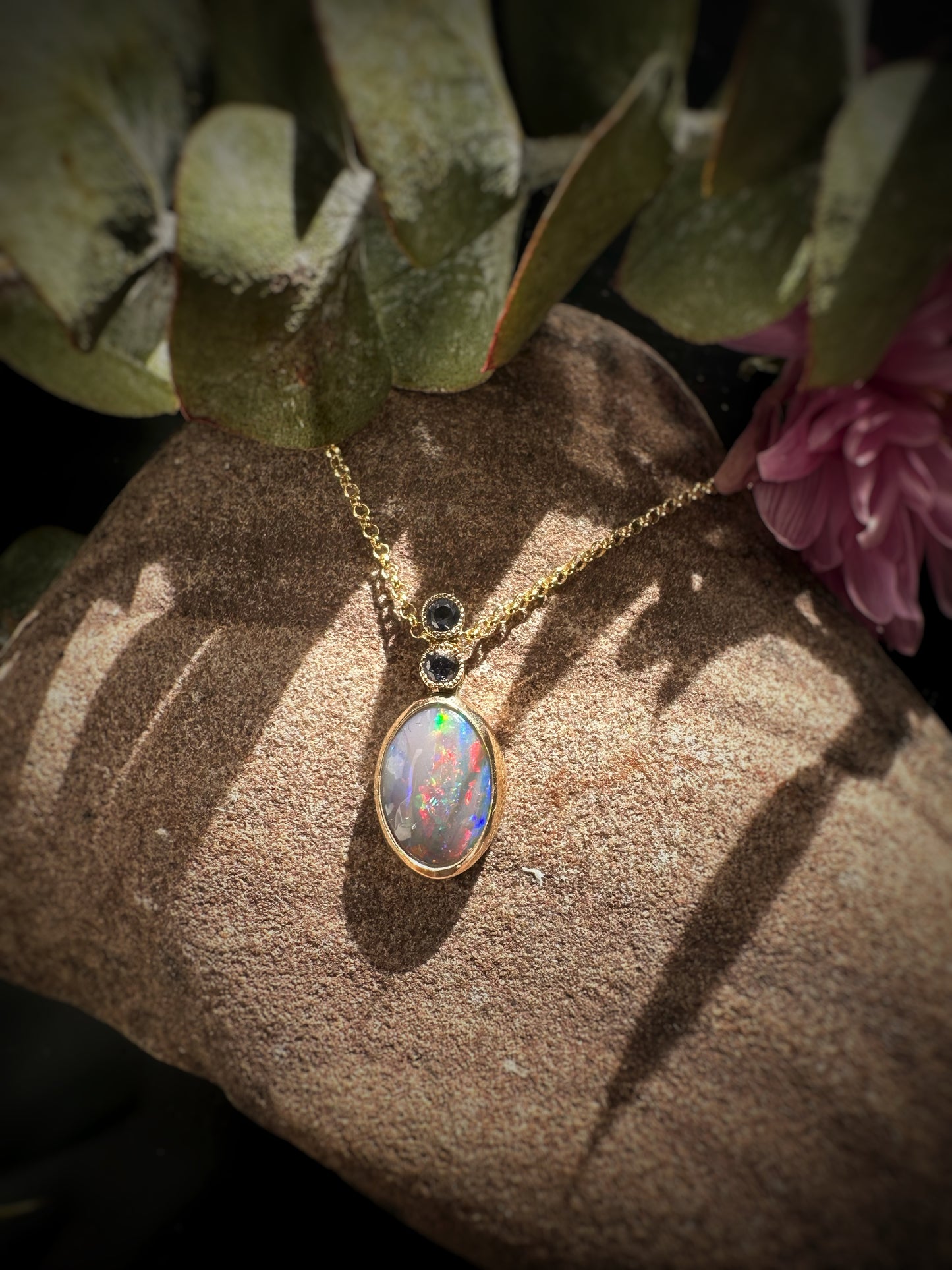 Heart of Australia Opal Iolite Pendant