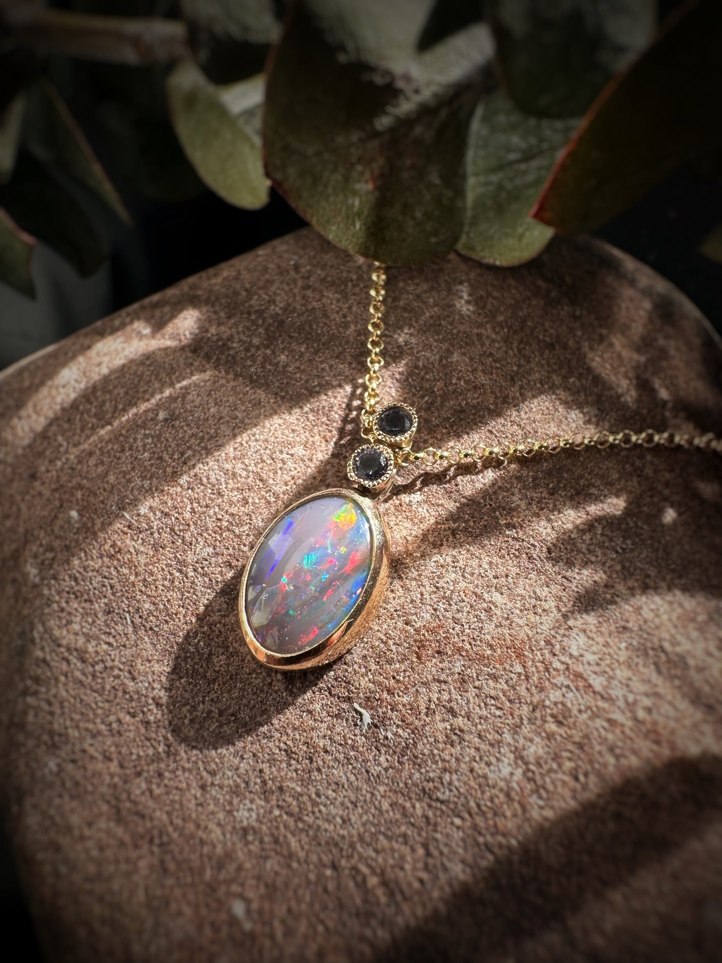 Heart of Australia Opal Iolite Pendant