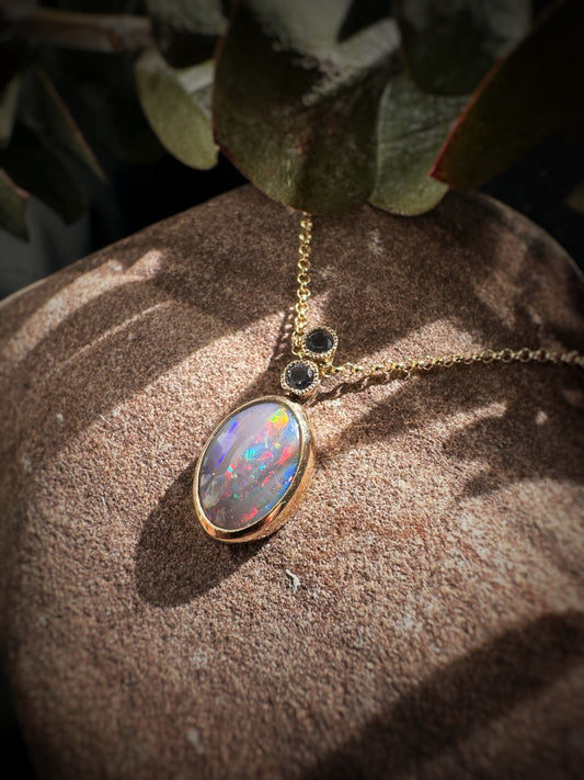 Heart of Australia Opal Iolite Pendant