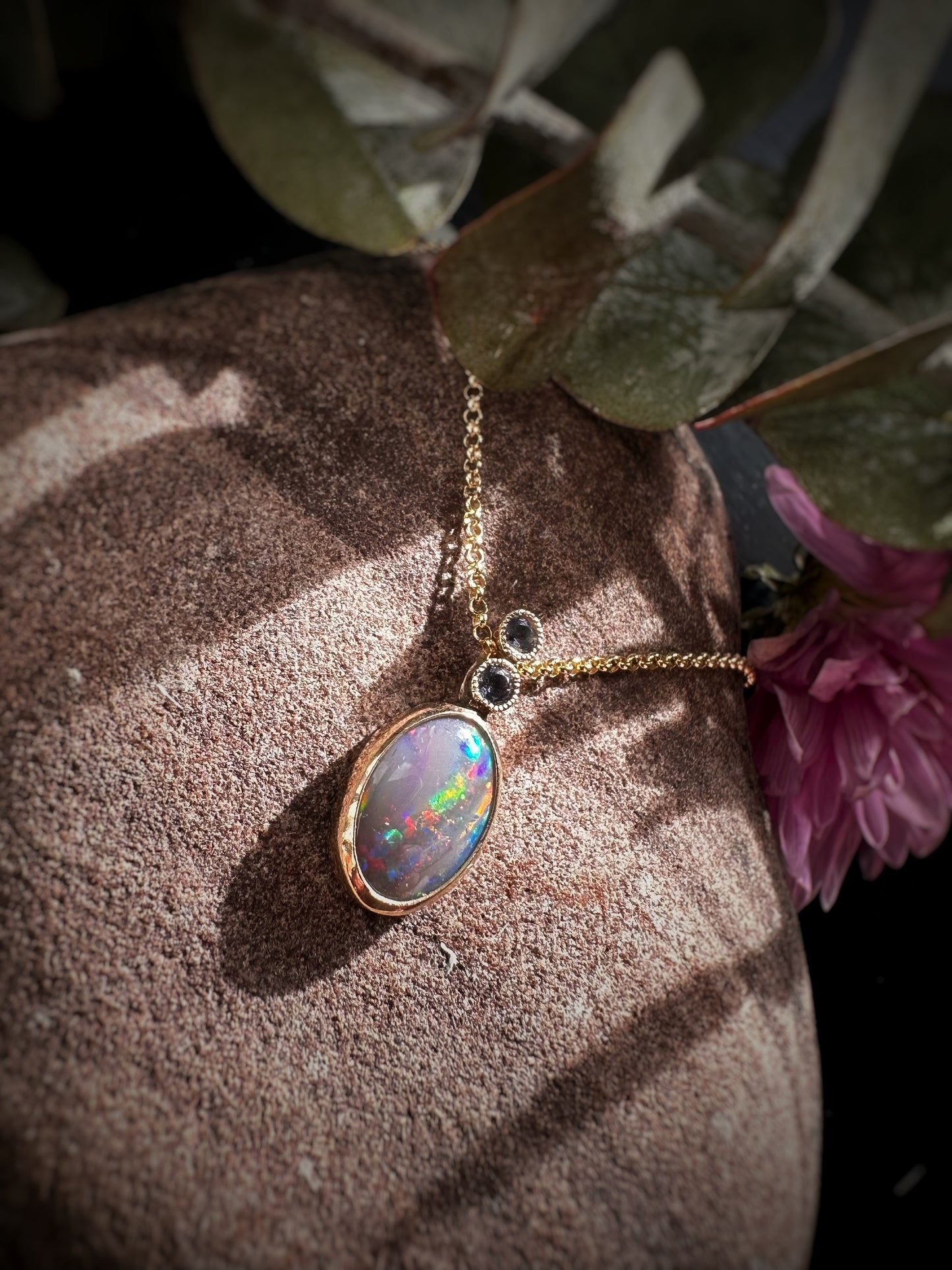 Heart of Australia Opal Iolite Pendant