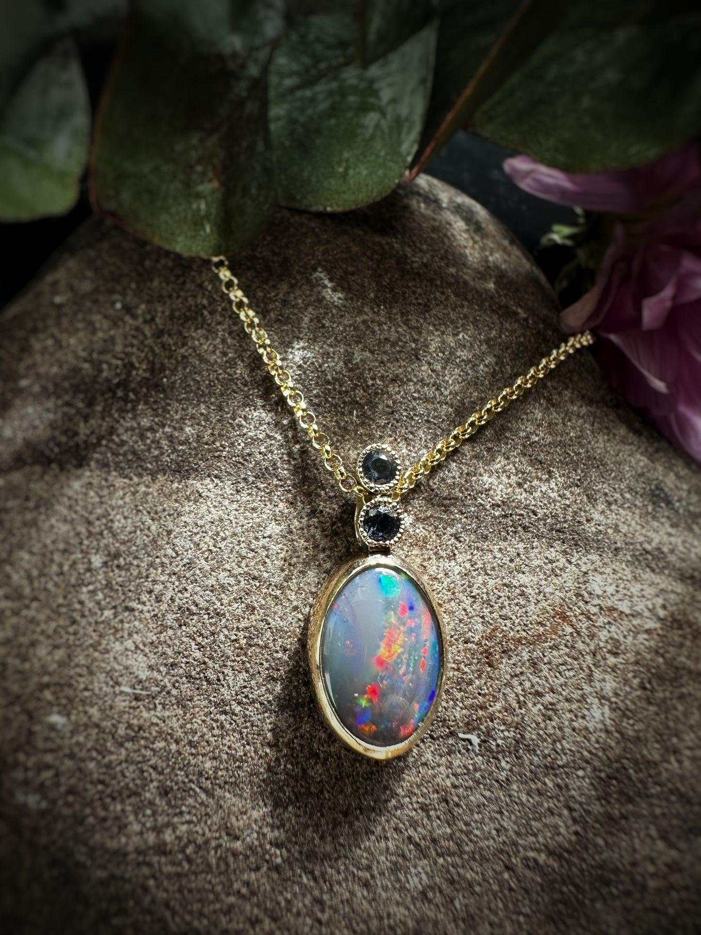 Heart of Australia Opal Iolite Pendant