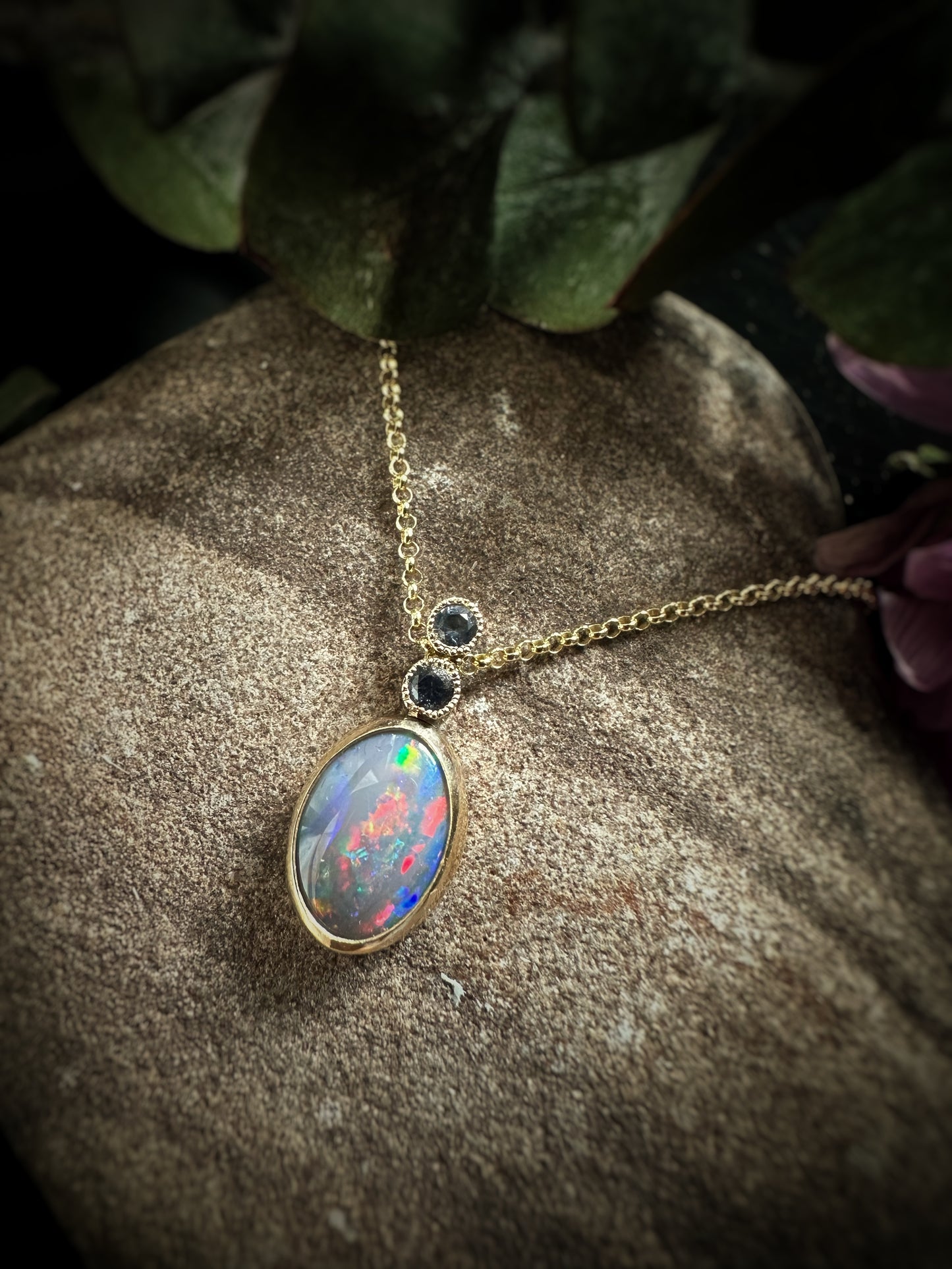 Heart of Australia Opal Iolite Pendant