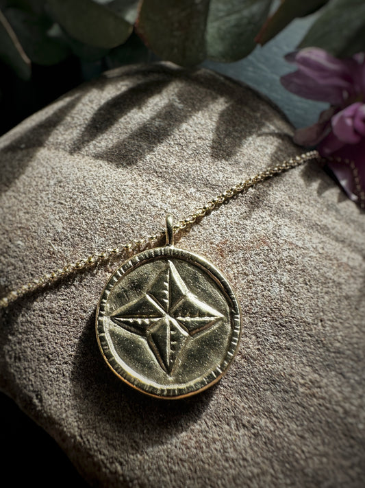Northern Star Pendant Necklace Solid Yellow Gold