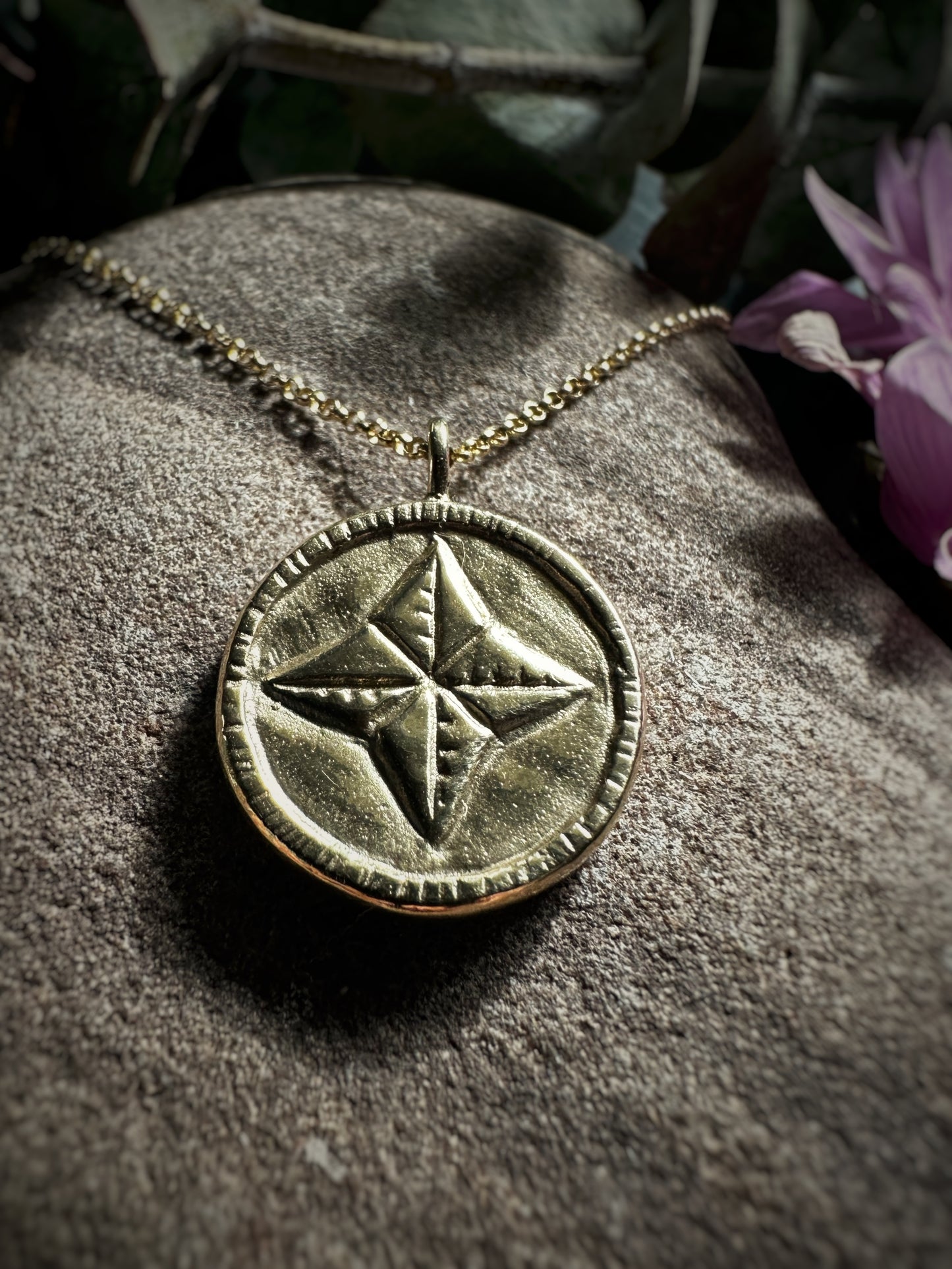 Northern Star Pendant Necklace Solid Yellow Gold