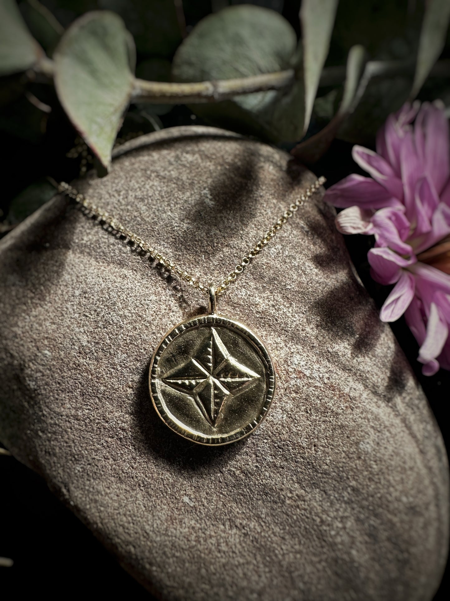 Northern Star Pendant Necklace Solid Yellow Gold