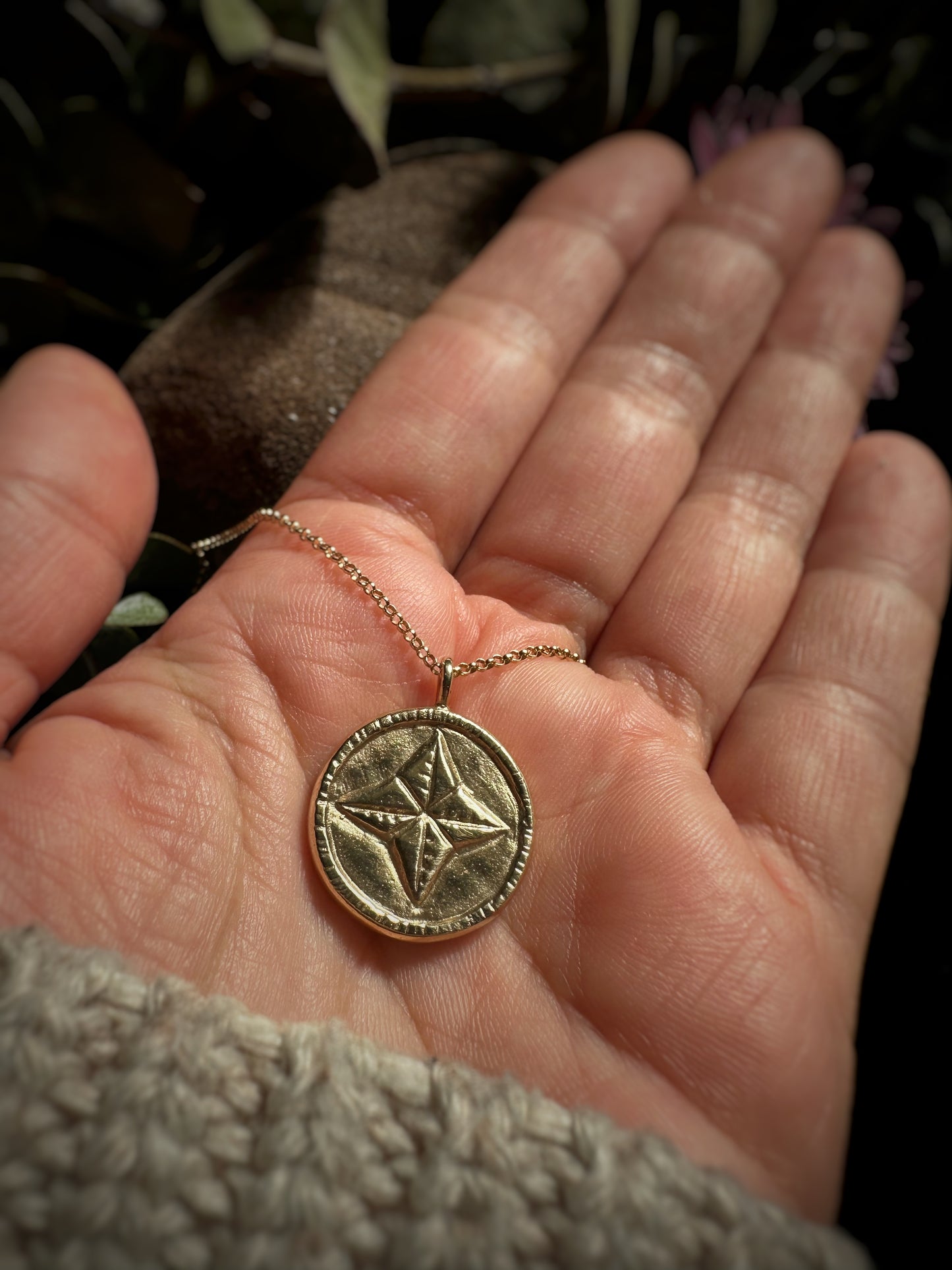 Northern Star Pendant Necklace Solid Yellow Gold
