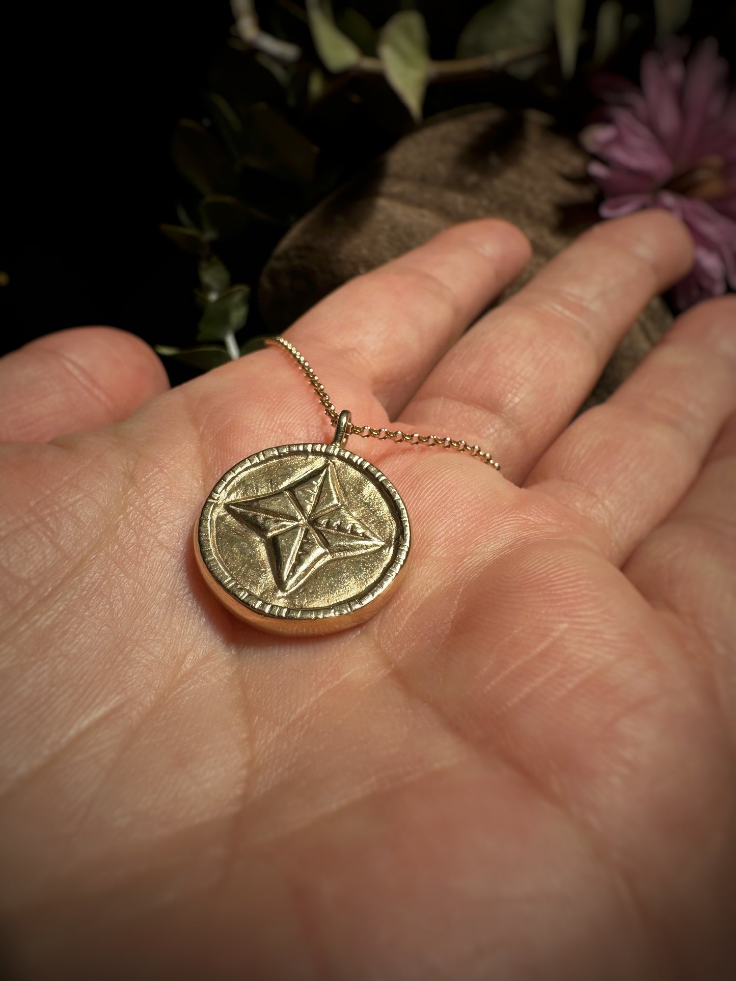 Northern Star Pendant Necklace Solid Yellow Gold