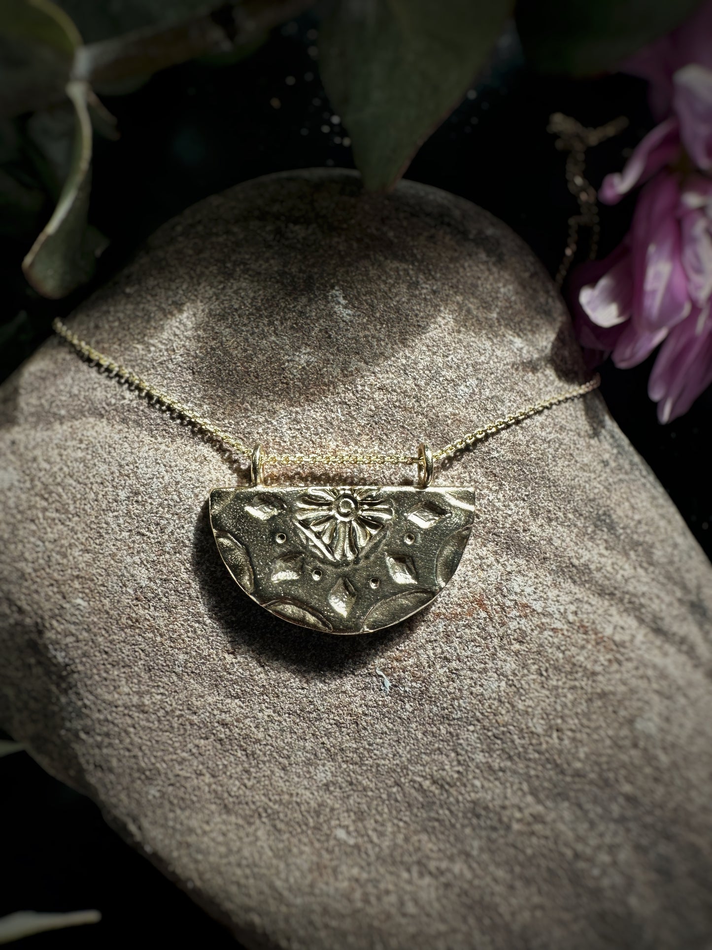 Mandala Pendant Necklace Solid 9ct Yellow Gold