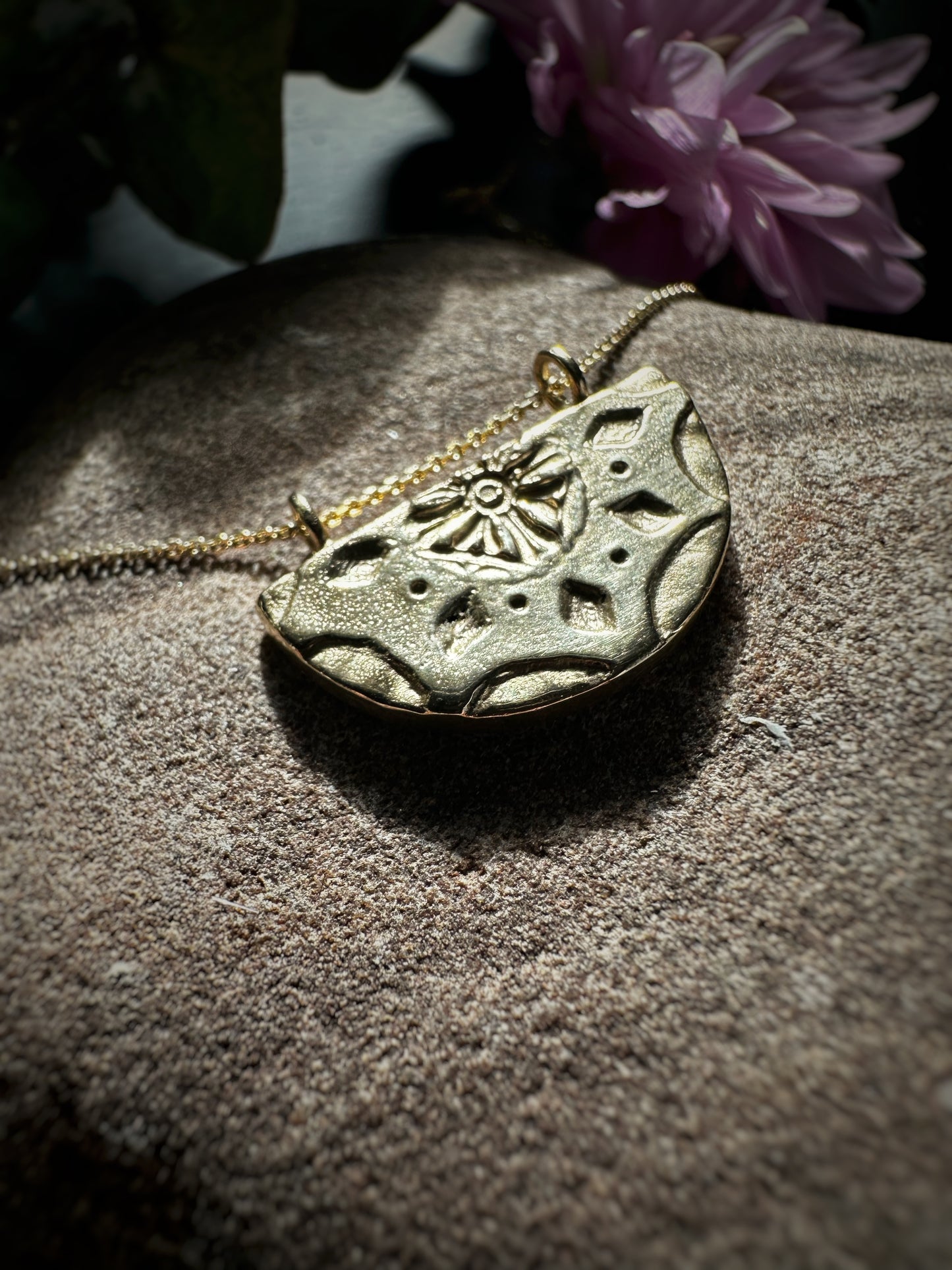 Mandala Pendant Necklace Solid 9ct Yellow Gold
