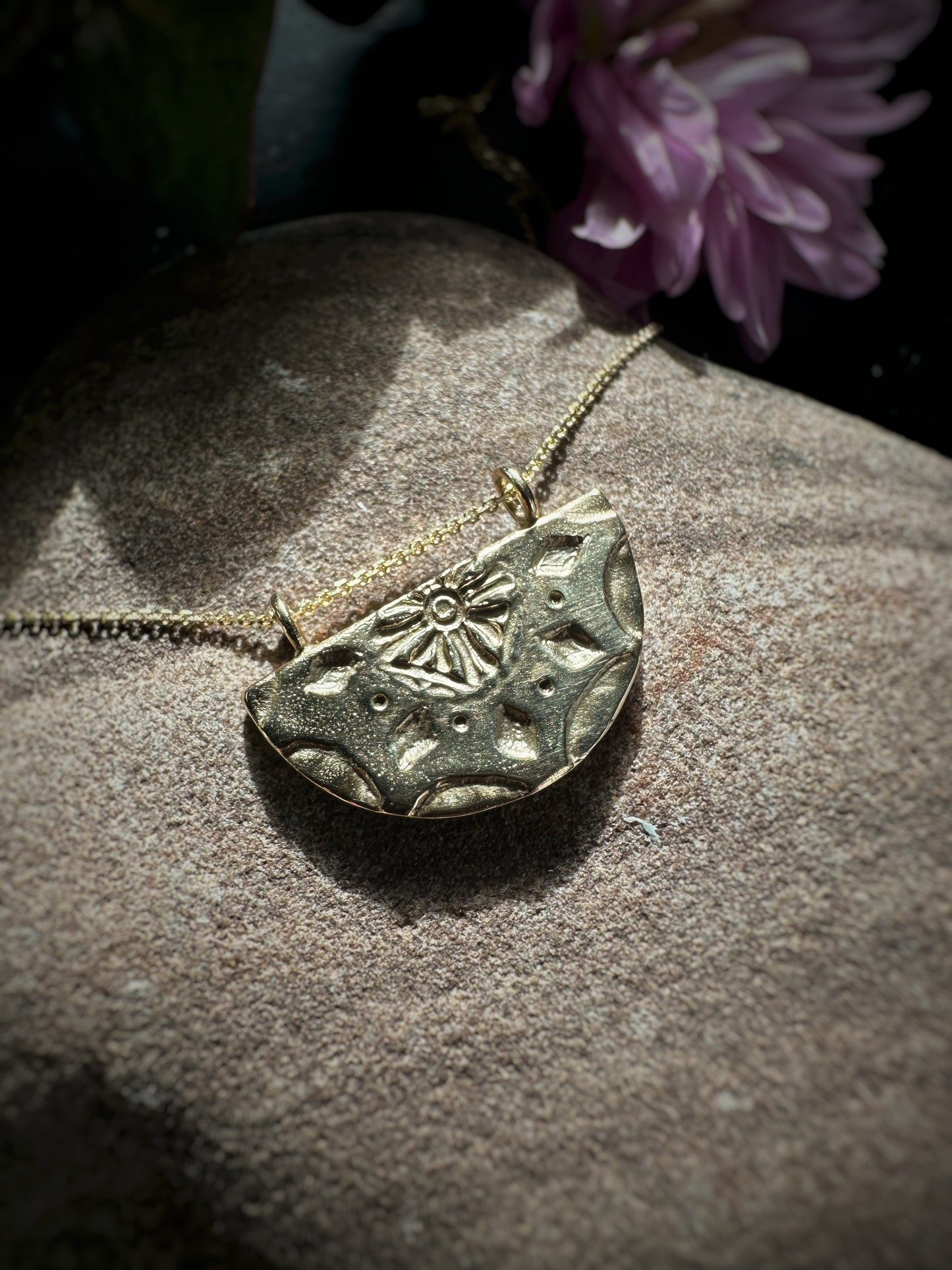 Mandala Pendant Necklace Solid 9ct Yellow Gold