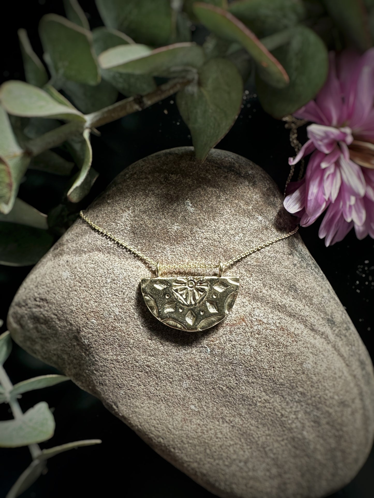 Mandala Pendant Necklace Solid 9ct Yellow Gold