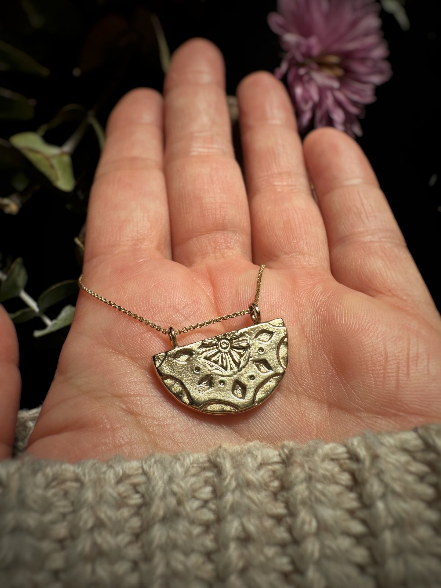Mandala Pendant Necklace Solid 9ct Yellow Gold