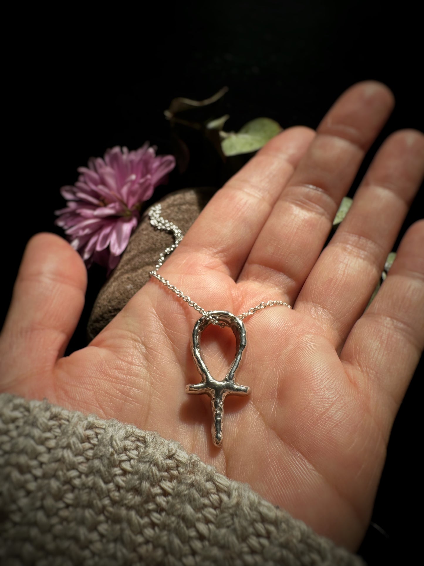 Molten Ankh Pendant Necklace