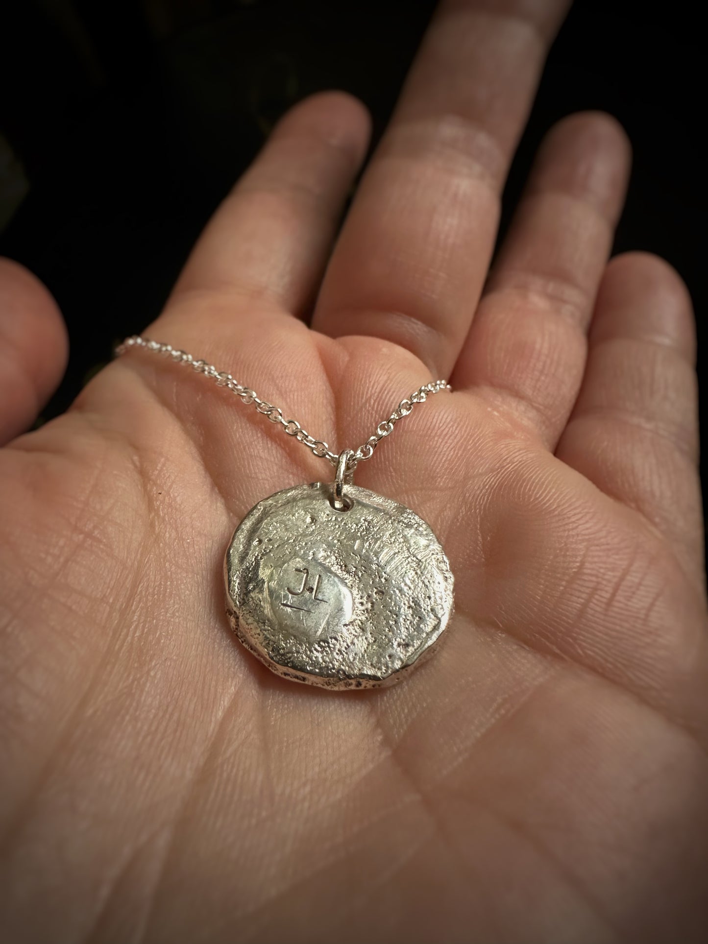 Heart Chakra Pendant Necklace - Rustic Sand Casted Solid Sterling Silver