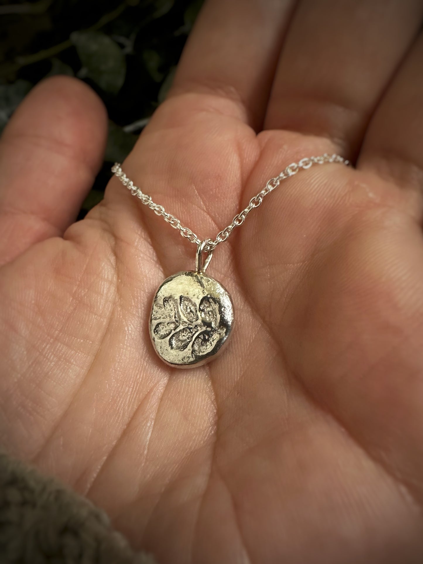 Leaf Pendant Necklace - Rustic Sand Casted Solid Sterling Silver