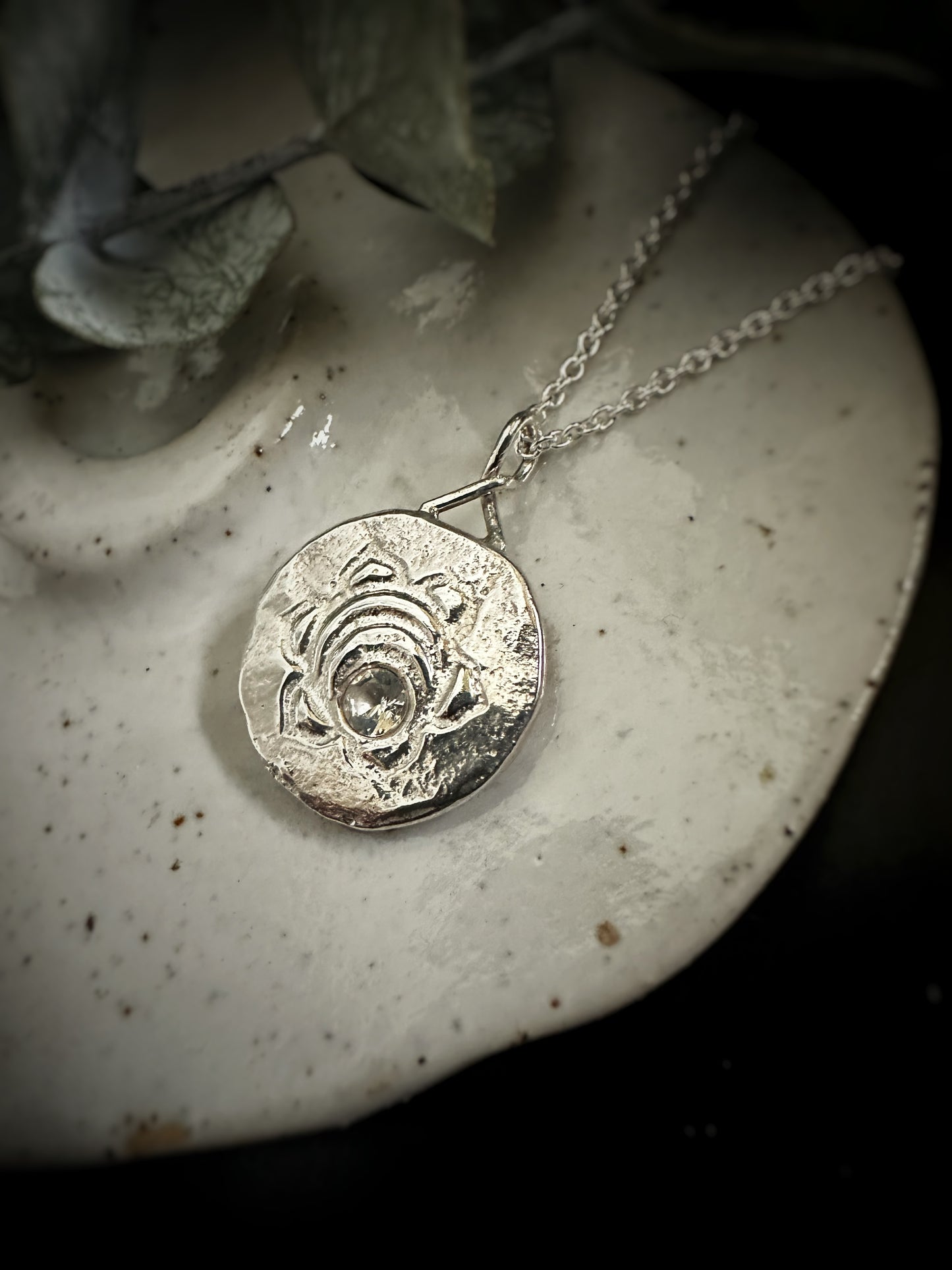 Sacral Chakra Pendant Necklace - Rustic Sand Casted Solid Sterling Silver