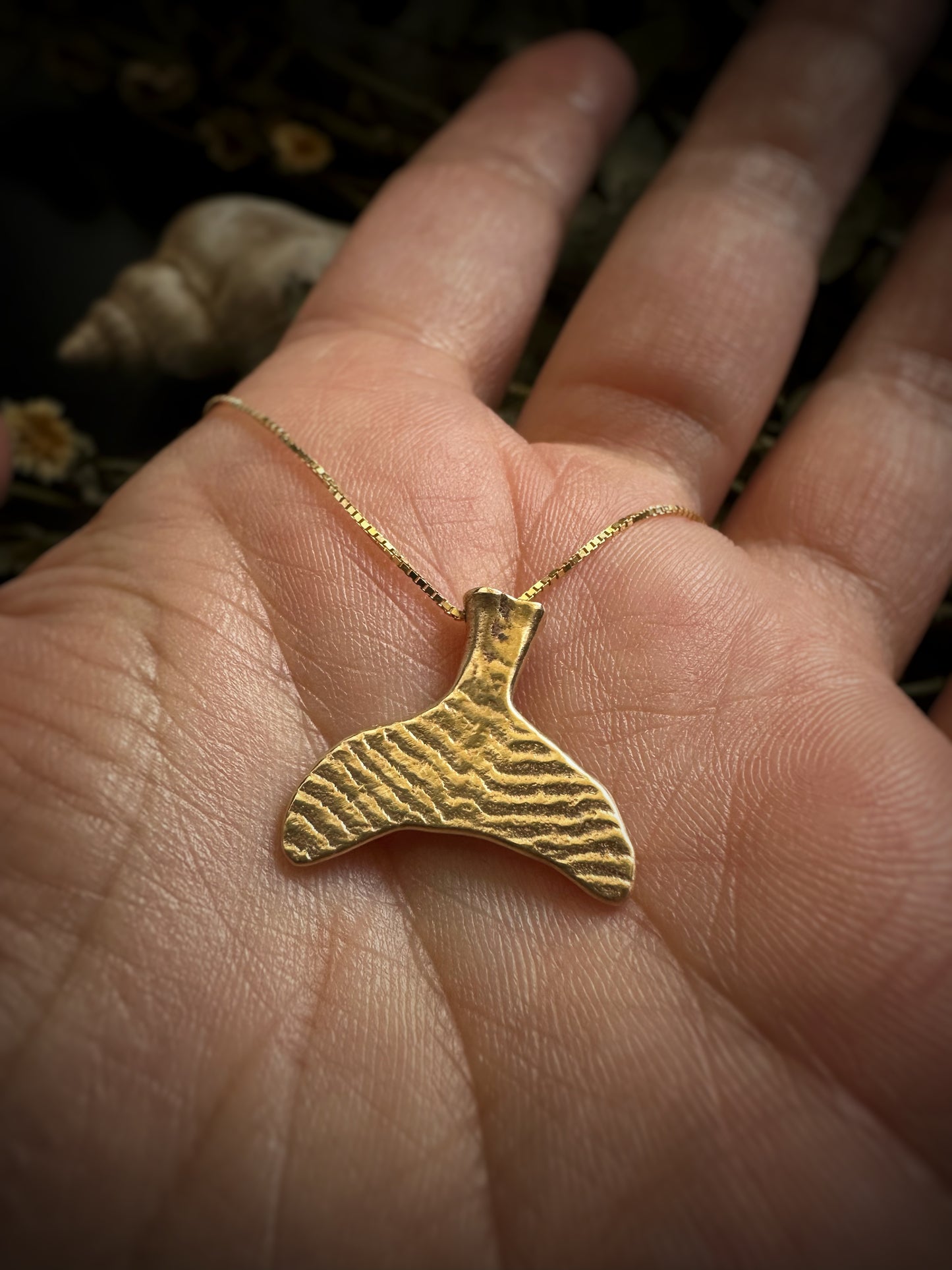 14ct Solid Gold Cuttlefish-Cast Ocean Spirit Tail Pendant