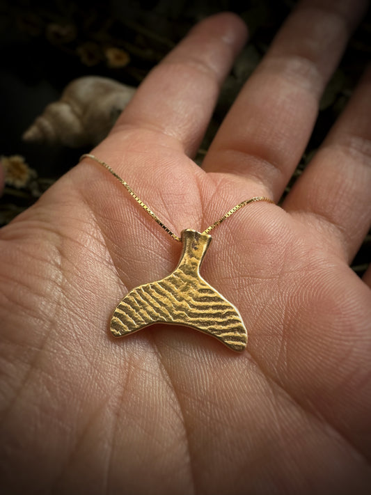 14ct Solid Gold Cuttlefish-Cast Ocean Spirit Tail Pendant