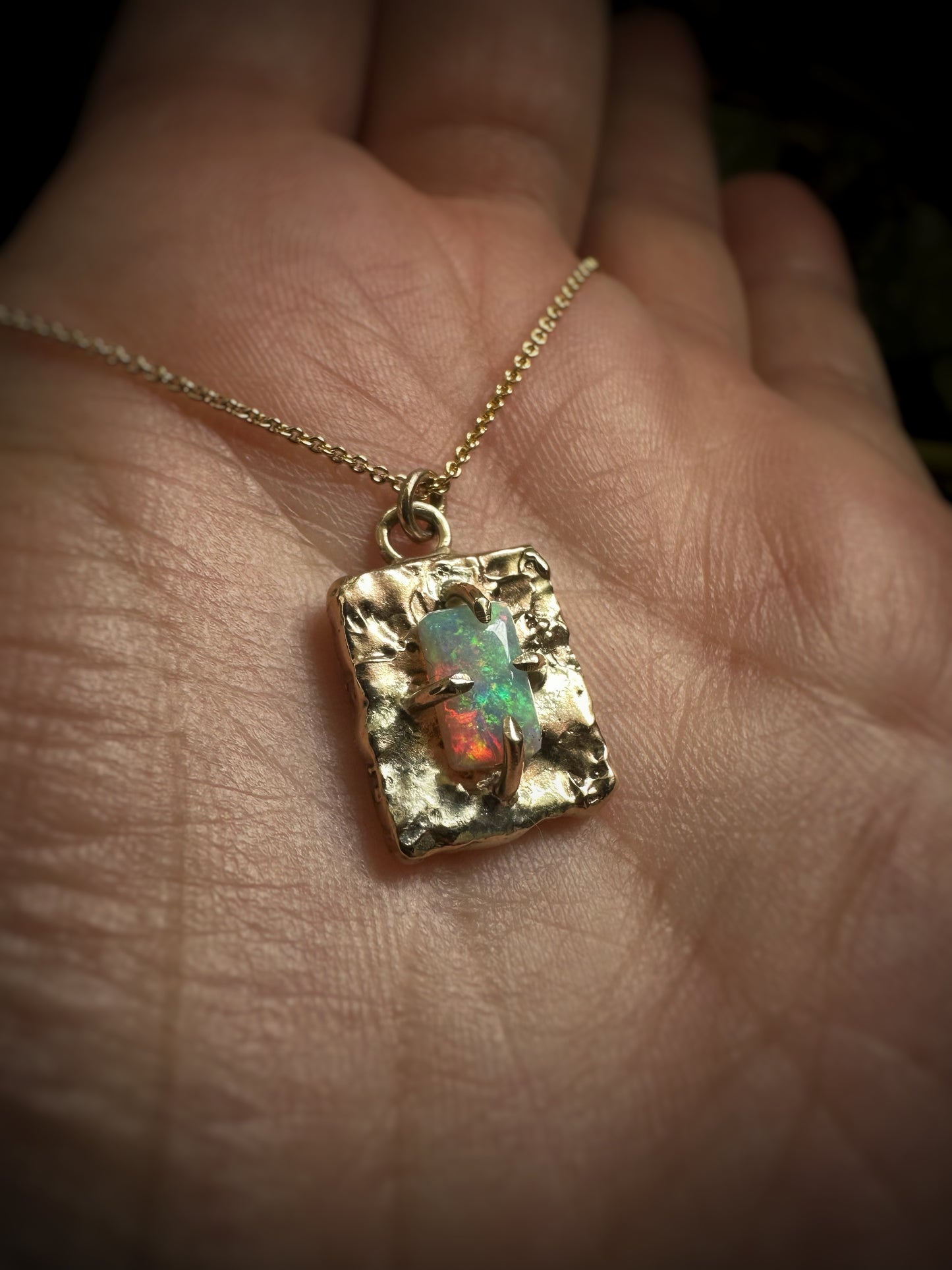 Rainbow Molten Gold Opal Pendant