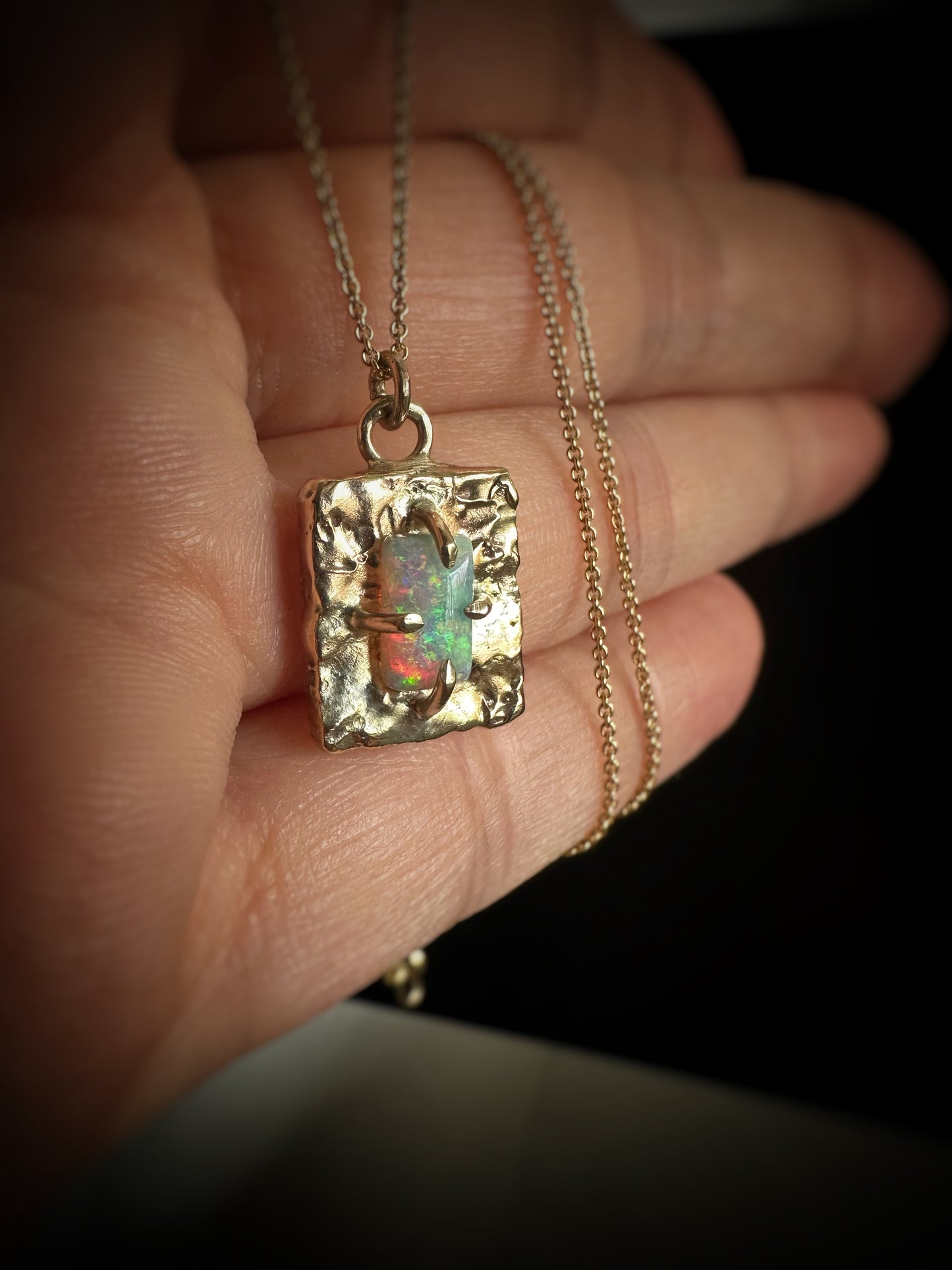 Rainbow Molten Gold Opal Pendant