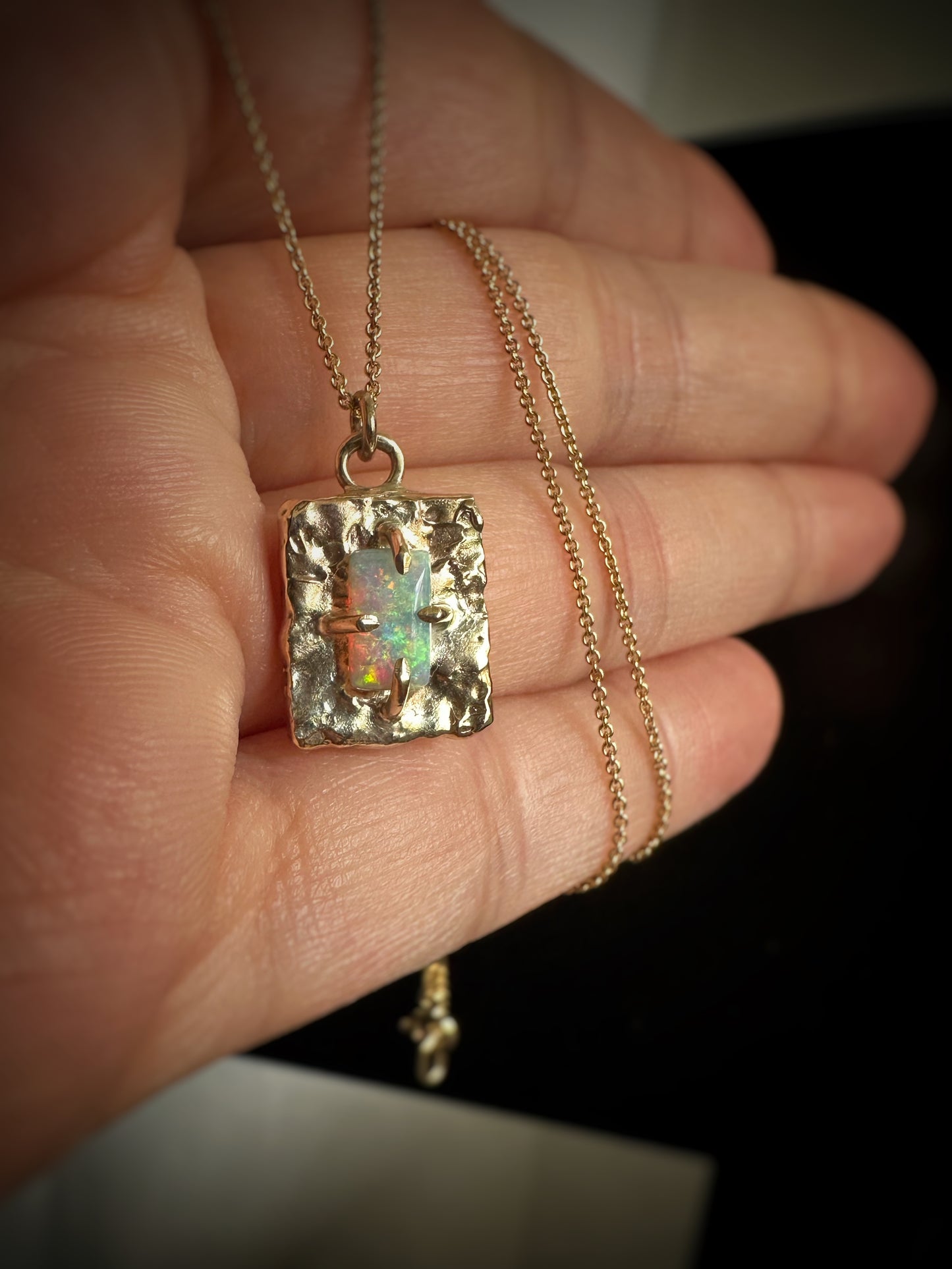 Rainbow Molten Gold Opal Pendant
