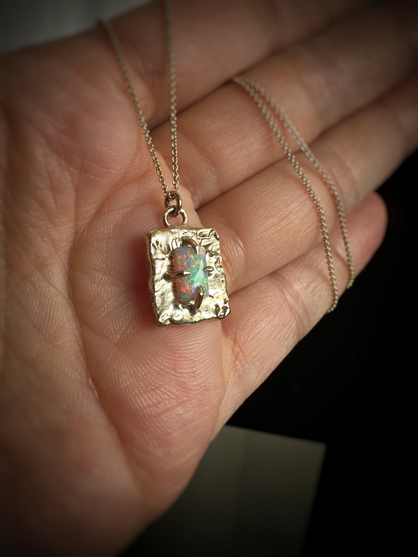 Rainbow Molten Gold Opal Pendant