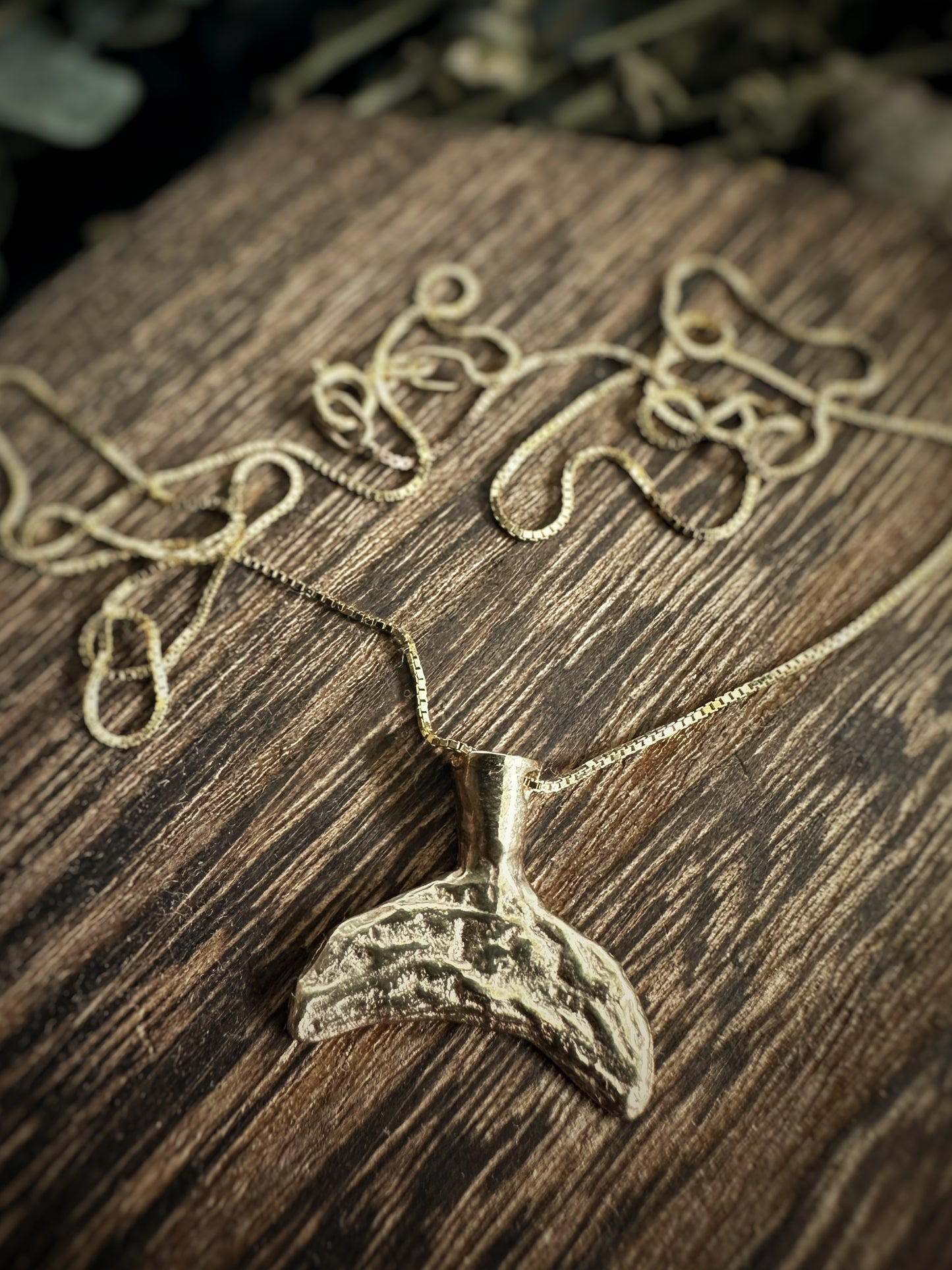 14ct Solid Gold Cuttlefish-Cast Ocean Spirit Tail Pendant