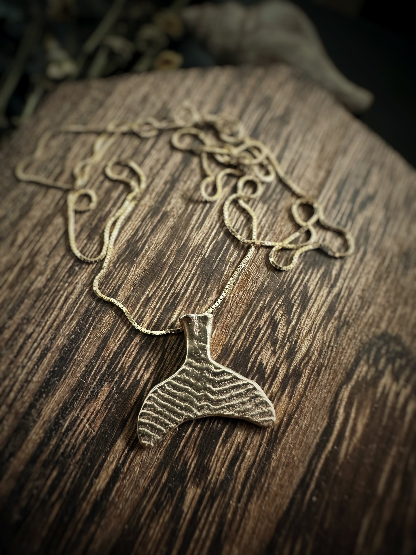 14ct Solid Gold Cuttlefish-Cast Ocean Spirit Tail Pendant