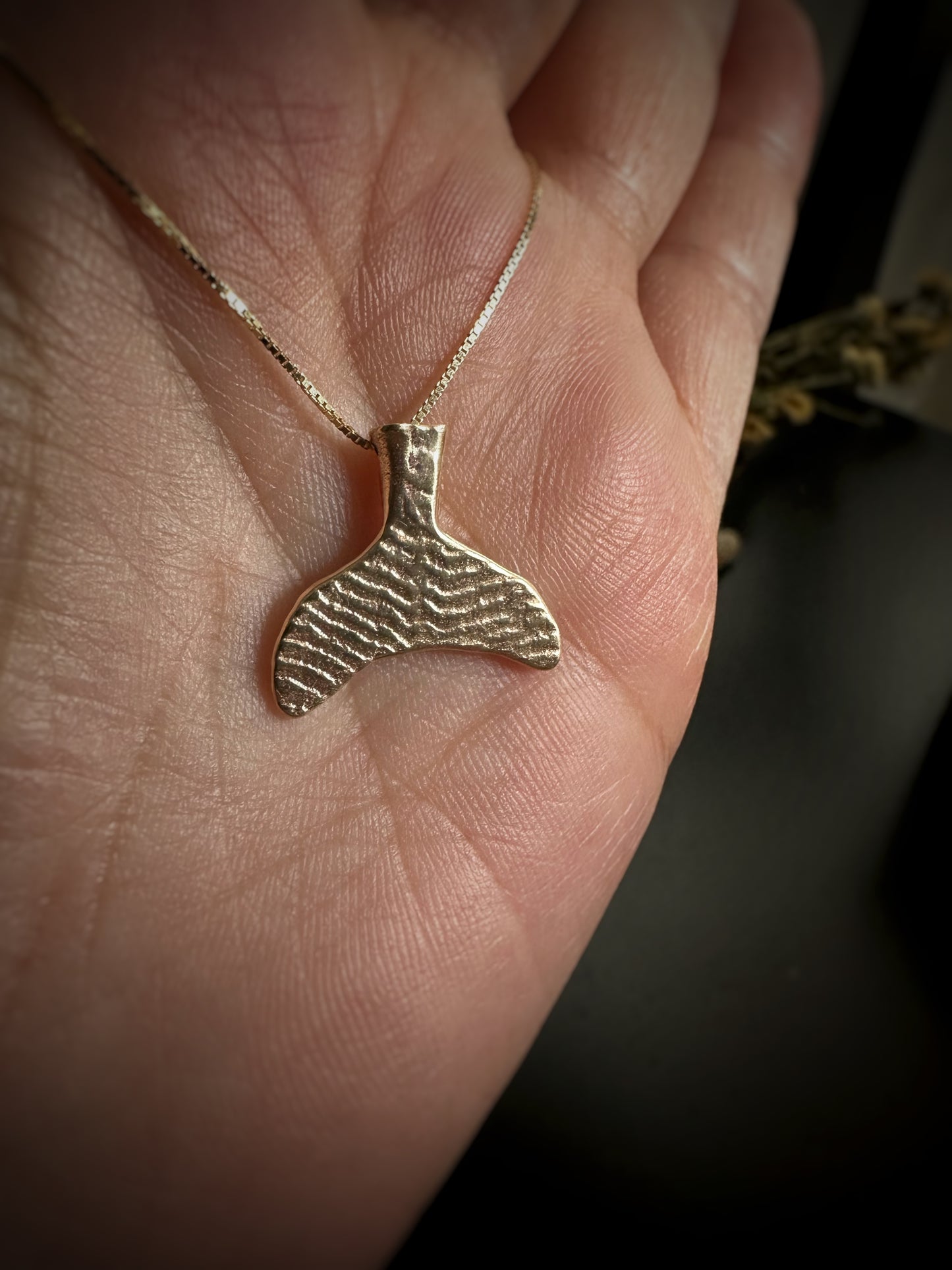 14ct Solid Gold Cuttlefish-Cast Ocean Spirit Tail Pendant