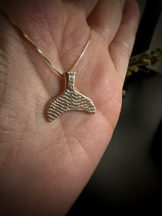 14ct Solid Gold Cuttlefish-Cast Ocean Spirit Tail Pendant