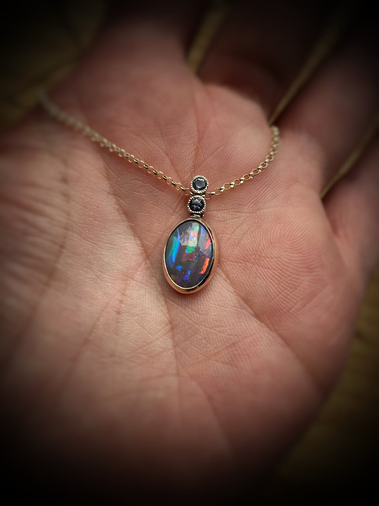 Heart of Australia Opal Iolite Pendant