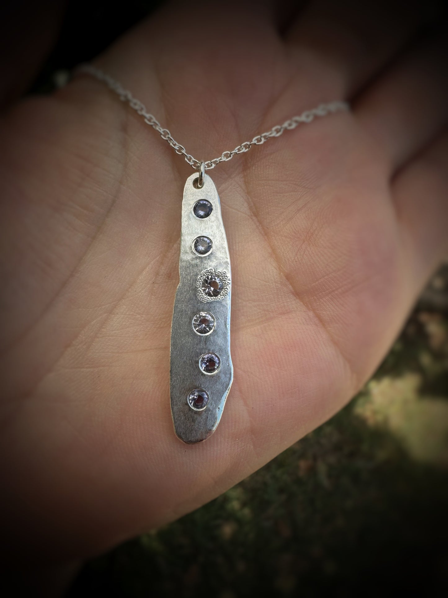 Organic shaped Iolite Pendant Necklace