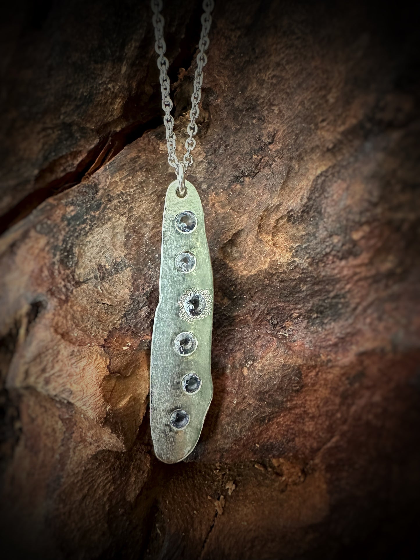 Organic shaped Iolite Pendant Necklace